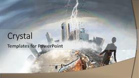  Presentation with overcoming crisis - Presentation enhanced with world earthquake - overcoming crisis break mixed media background and a light gray colored foreground