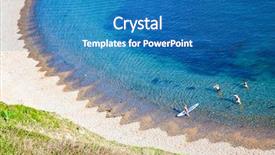  Presentation with holiday destination - Audience pleasing theme consisting of world englishes - aerial view of jurassic coast backdrop and a teal colored foreground