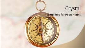  Presentation with compass map - Colorful theme enhanced with world exploration maps - antique brass compass over map backdrop and a  colored foreground
