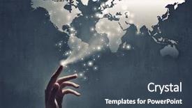  Presentation with interaction - Amazing presentation theme having world faith - global interaction concept backdrop and a ocean colored foreground