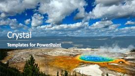  Presentation with yellowstone - Theme with groom and bride with glasses of champagne on river bank background and a light gray colored foreground