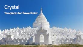  Presentation with village - Colorful slides enhanced with world faith - hsinbyume white pagoda backdrop and a teal colored foreground