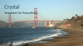  Presentation with world travel - Cool new slide deck with world famous golden gate backdrop and a light blue colored foreground