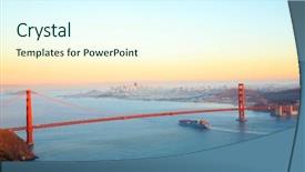 Presentation with world travel - PPT theme enhanced with world famous golden gate background and a cool aqua colored foreground