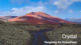  Presentation with volcanic eruption sopka klyuchevskoy volcano - Beautiful presentation featuring mountain fire - colorful volcanic craters in timanfaya backdrop and a dark gray colored foreground