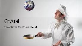  Presentation with end - Presentation theme enhanced with end world - cook flipping planet earth background and a light gray colored foreground