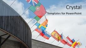  Presentation with world flags - Presentation theme consisting of world flags - davos switzerland background and a light blue colored foreground