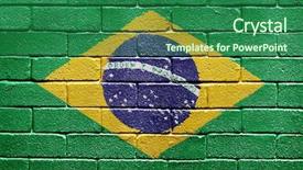  Presentation with brick wall - Amazing PPT theme having world flags - flag of brazil painted onto backdrop and a forest green colored foreground