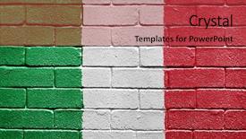  Presentation with world flag - Presentation theme having world flags - flag of italy painted onto background and a red colored foreground