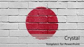  Presentation with japan flag - Colorful presentation theme enhanced with world flags - flag of japan painted onto backdrop and a light gray colored foreground
