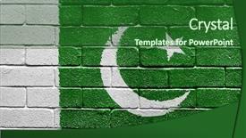  Presentation with pakistan flag - Slides featuring world flags - flag of pakistan painted onto background and a forest green colored foreground