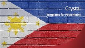  Presentation with world flag - Colorful theme enhanced with world flags - flag of philippines painted onto backdrop and a ocean colored foreground