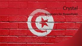  Presentation with brick wall - Colorful presentation theme enhanced with world flags - flag of tunisia painted onto backdrop and a crimson colored foreground
