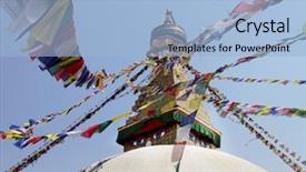  Presentation with stupa - Presentation design with world flags sphere - boudhanath stupa in the kathmandu background and a  colored foreground
