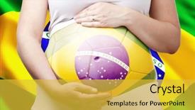  Presentation with pregnant woman in hospital - Amazing PPT theme having world flags sphere - pregnant woman and brazilian flag backdrop and a yellow colored foreground