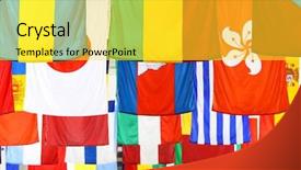  Presentation with world flags - Amazing PPT theme having world flags backdrop and a yellow colored foreground