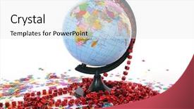  Presentation with world flags and globe - Amazing presentation theme having world globe and colorful confetti backdrop and a  colored foreground