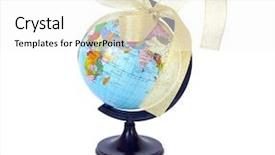  Presentation with globe - Cool new presentation theme with world globe and golden ribbon backdrop and a  colored foreground
