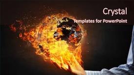  Presentation with world fire - Slide deck consisting of world globe in fire mixed background and a wine colored foreground