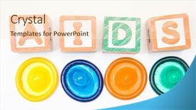  Presentation with condoms - Presentation theme consisting of world health day - wood blocks spelling out aids background and a lemonade colored foreground