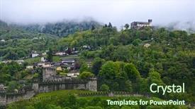  Presentation with castle - Cool new slide set with world heritage - panorama of ruins of bellinzona backdrop and a tawny brown colored foreground