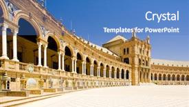  Presentation with spanish heritage - Presentation theme enhanced with world heritage - spanish square plaza de espana background and a teal colored foreground
