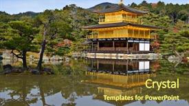  Presentation with kyoto - Presentation design enhanced with world heritage - temple of the golden pavilion background and a tawny brown colored foreground
