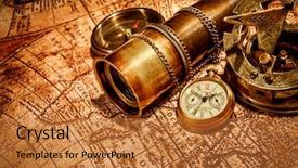  Presentation with vintage compass - PPT layouts having world history - vintage compass spyglass background and a red colored foreground