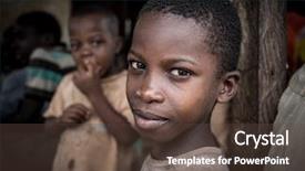  Presentation with world hunger - PPT layouts consisting of world hunger - african boy portrait background and a tawny brown colored foreground