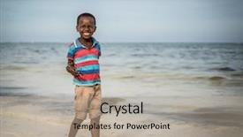  Presentation with world hunger - Presentation design consisting of world hunger - black boy on beach background and a mint green colored foreground