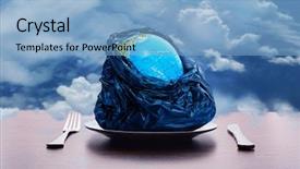  Presentation with world hunger - Presentation theme having world hunger - globe on the plate background and a light blue colored foreground