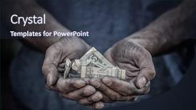  Presentation with world hunger - PPT theme consisting of world hunger - poverty concept poor man begging background and a tawny brown colored foreground