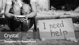  Presentation with poverty - Beautiful PPT layouts featuring world hunger - poverty concept poor woman begging backdrop and a gray colored foreground