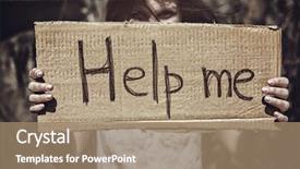  Presentation with world hunger - Audience pleasing slide set consisting of world hunger - poverty concept poor woman holding backdrop and a coral colored foreground