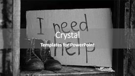  Presentation with world hunger - Slide deck with world hunger - shabby shoes against cardboard sheet background and a gray colored foreground