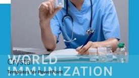  Presentation with medical vaccine - Theme enhanced with world-immunization-week-text background and a teal colored foreground