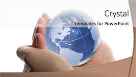  Presentation with global - Cool new slide deck with world in hand and global internet and business backdrop and a white colored foreground