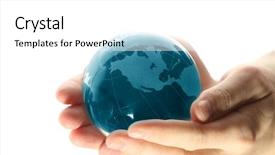  Presentation with global - Presentation theme enhanced with world in hand and global background and a white colored foreground