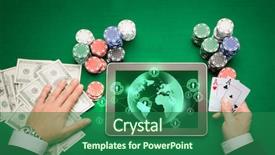  Presentation with green screen - Colorful theme enhanced with world internet - casino online gambling technology backdrop and a ocean colored foreground