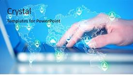  Presentation with high tech - Beautiful PPT layouts featuring world internet - keyboard with high tech user backdrop and a cyan colored foreground