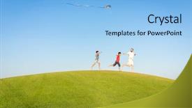  Presentation with summer holiday move - PPT theme enhanced with world kids - running with kite on summer background and a  colored foreground