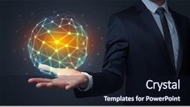  Presentation with connection - Audience pleasing presentation theme consisting of world leaders - businessman in suit holding global backdrop and a wine colored foreground