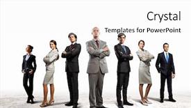  Presentation with teamwork - PPT theme enhanced with world leaders - image of businesspeople group posing background and a white colored foreground