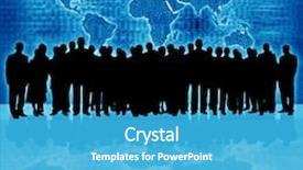  Presentation with business people silhouette - PPT layouts enhanced with world luanguage - binary code background and business background and a teal colored foreground