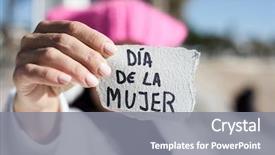  Presentation with woman world - Beautiful PPT theme featuring world luanguage - closeup of a young woman backdrop and a gray colored foreground