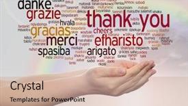  Presentation with sky rainbow - Audience pleasing slide set consisting of world luanguage - concept or conceptual abstract thank backdrop and a coral colored foreground