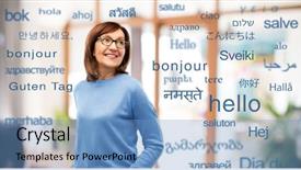  Presentation with old people - Slide set enhanced with world luanguage - vision and old people concept background and a light blue colored foreground