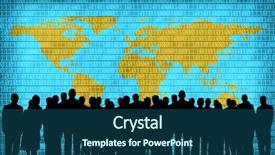  Presentation with business people silhouette - Slide set featuring world map and business people background and a ocean colored foreground