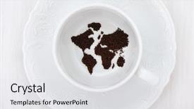  Presentation with world map - Amazing slide set having world map in coffee cup backdrop and a light gray colored foreground