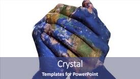  Presentation with world peace - Audience pleasing slides consisting of world map in man hands backdrop and a ocean colored foreground